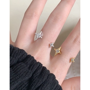 S925 sterling silver starburst rings in gold and silver finish with zircon stones