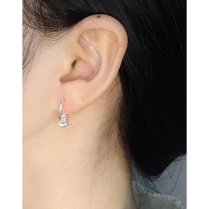 Minimalist S925 sterling silver lucky bag hoop earrings for women in polished finish