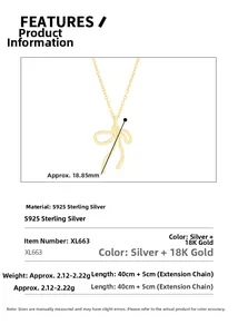 Spécifications du pendentif nœud en argent S925 avec placage or 18K et dimensions