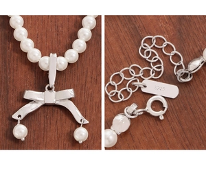 Dettaglio della chiusura e della catena di estensione della collana in argento S925