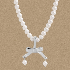 Elegante Collana di Künstliche Perle Con Ciondolo a Fiocco in Argento Sterling 925 Catena a Clavicola in Künstliche Perle di Conchiglia Per Gioielli da Donna