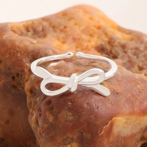 S925 sterling silver bow knot ring for women with adjustable open band design
