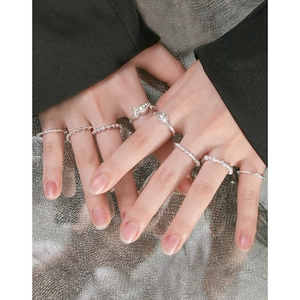 Minimalist S925 sterling silver ball stacking ring set for women in elegant silver