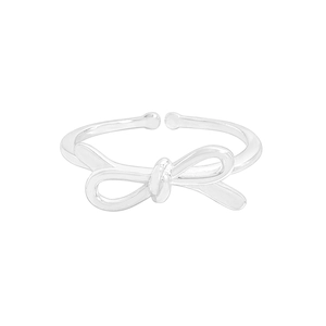 Elegant S925 sterling silver hollow bow open ring for women in minimalist style