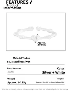 Macro detail of S925 sterling silver heart ring with adjustable sizing and 2.98mm width