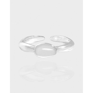 Minimalist 925 Sterling Silver Irregular Lava Open Adjustable Ring For Women Retro Style Elegant Fine Jewelry Gift