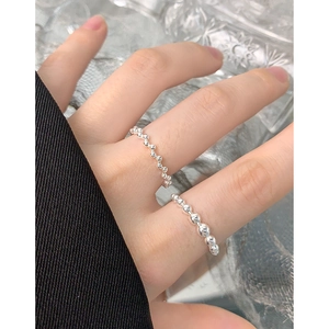 Minimalist S925 sterling silver beaded rings set with wave and straight ball designs