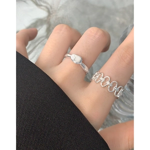 Irregular lava design S925 sterling silver ring set with high-polish metallic finish