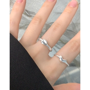 Irregular lava design S925 sterling silver minimalist rings with polished finish