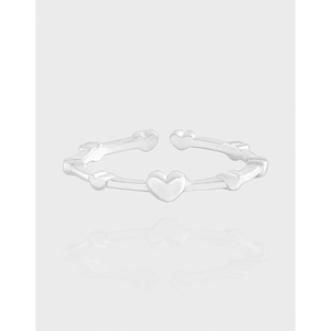 S925 Sterling Silver Heart Open Ring Minimalist Korean INS Style Adjustable Finger Ring Sweet Jewelry Gift For Women