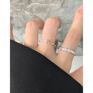 Minimalist S925 sterling silver heart rings set with beaded and twisted bands for women