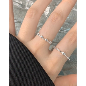 Minimalist S925 sterling silver rings set with delicate 3D heart-shaped details for women