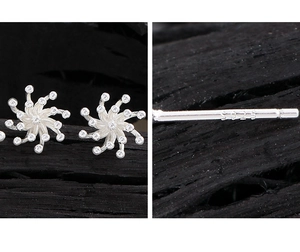 Macro detail of S925 sterling silver hallmark and sparkling fireworks stud earrings