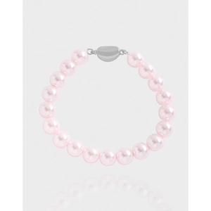 Bracelet Künstliche Perles Roses Avec Fermoir En Argent Sterling 925 Bijoux Style Coréen Minimaliste Élégant Pour Femmes Filles