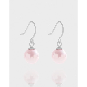 Pink Artificial Pearl Drop Earrings With 925 Sterling Silver Earring Post Minimalist French Style Jewelry For Women