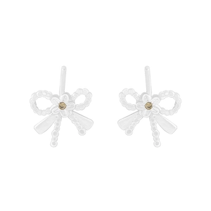 Boucles d'oreilles minimalistes en argent S925 avec nœud et fleur et zircon champagne