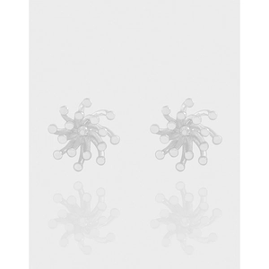 925 Sterling Silver Firework Stud Earrings For Women Korean Minimalist Starburst Rhinestone Sparkling Elegant Jewelry Earring