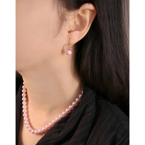 Elegant S925 silver jewelry set featuring pink pearl necklace and matching earrings