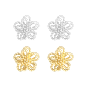 Minimalist S925 sterling silver hollow flower stud earrings set in gold and silver