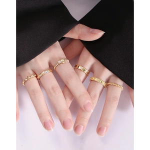 S925 sterling silver gold ring set with bubble spheres and cross star patterns
