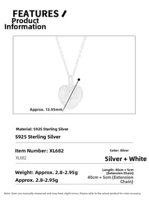 Macro shot of S925 sterling silver heart pendant with embossed texture and zircon