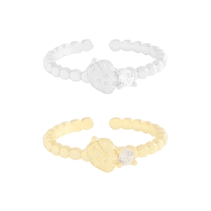 S925 sterling silver strawberry rings with zircon in gold and silver beaded bands