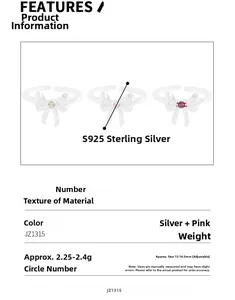 Detailed specs of S925 silver bow ring featuring zircon inlay and adjustable open band
