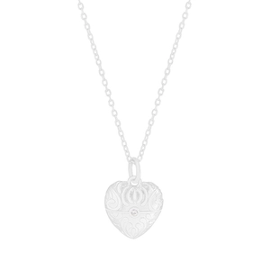 Minimalist S925 sterling silver heart necklace featuring vintage embossed texture and zircon