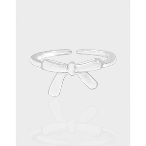 S925 Sterling Silver Bowknot Open Ring For Women Minimalist Korean Style Adjustable Niche Design Luxury Fashion Jewelry Gift