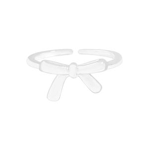 Minimalist S925 sterling silver bowknot open ring with adjustable band for women