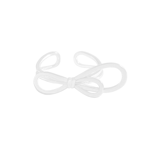 Minimalist double layer S925 sterling silver bow ring with polished metallic finish