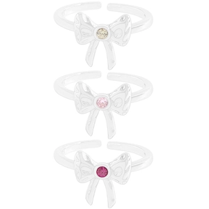 Elegant 925 sterling silver bow rings set with yellow, pink and rose red gemstones