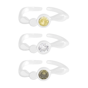 Drei S925 Sterlingsilber Ringe mit bunten Zirkonia Steinen in gewelltem Design