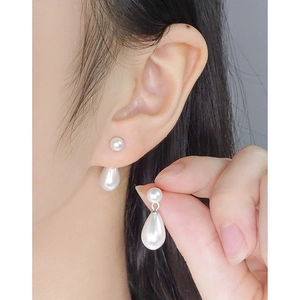 Eleganti orecchini in argento S925 con perle e design a goccia d'acqua classico da donna