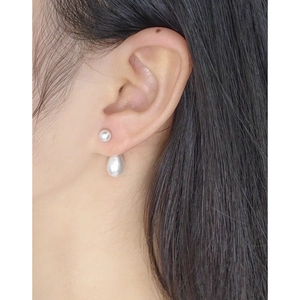 Eleganti orecchini in argento S925 con perle doppie tonde e a forma di goccia d'acqua