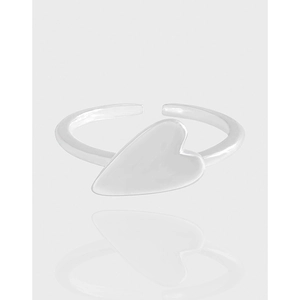 S925 Sterling Silver Heart Open Ring For Women Minimalist Adjustable Polished Heart Finger Ring Lightweight Jewelry Gift