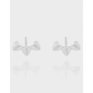 925 Sterling Silver Triple Heart Stud Earrings Minimalist Tiny Linked Hearts Earrings For Women Girls Fashion Jewelry