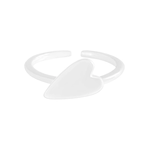 Minimalist S925 sterling silver heart open ring with an adjustable band in silver finish