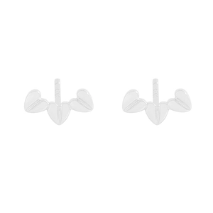 Minimalist S925 sterling silver heart stud earrings with a triple heart design for women