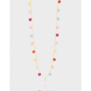 925 Sterlingsilber Bunter Runder Zirkonia Halskette Für Damen Verstellbar Gold Silber Galvanisiert Zierlicher Schmuck Geschenk