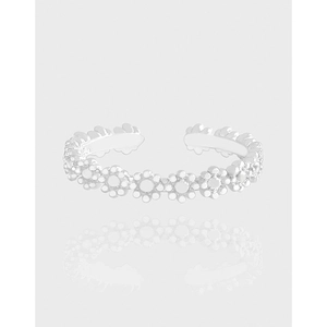 S925 Sterling Silver Daisy Flower Open Ring For Women Minimalist Adjustable Romantic Floral Finger Ring Fashion Jewelry