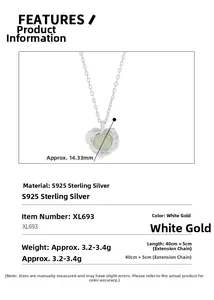 Détails du collier cœur en argent S925 avec pendentif 14,33 mm et infos de taille