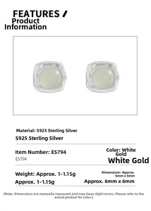 Detailed specifications of S925 sterling silver crystal stud earrings with gold plating