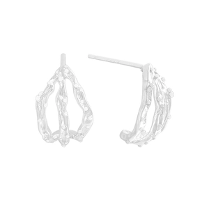 Minimalist S925 sterling silver hollow earrings with organic irregular texture