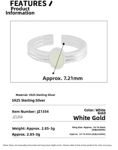 Detailed specs of S925 sterling silver ring with light green oval crystal gemstone