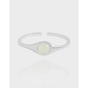 925 Sterling Silver Grape Green Rhinestone Open Ring For Women Minimalist Adjustable Geometric Finger Ring Light Luxury Jewelry Gift