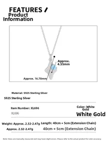 Detailed size specifications for S925 sterling silver star necklace with blue opal