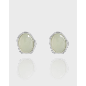 Korean Minimalist Green Crystal Stud Earrings 925 Sterling Silver Post Geometric Light Luxury Small Earrings For Women Jewelry Gift