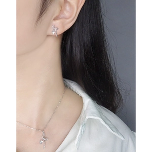 Schmuckset aus S925 Sterlingsilber mit Schleifen- und Herz-Agat-Anhänger für Damen