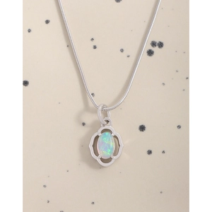 S925 silver necklace with hollow floral opal pendant on a sleek snake chain